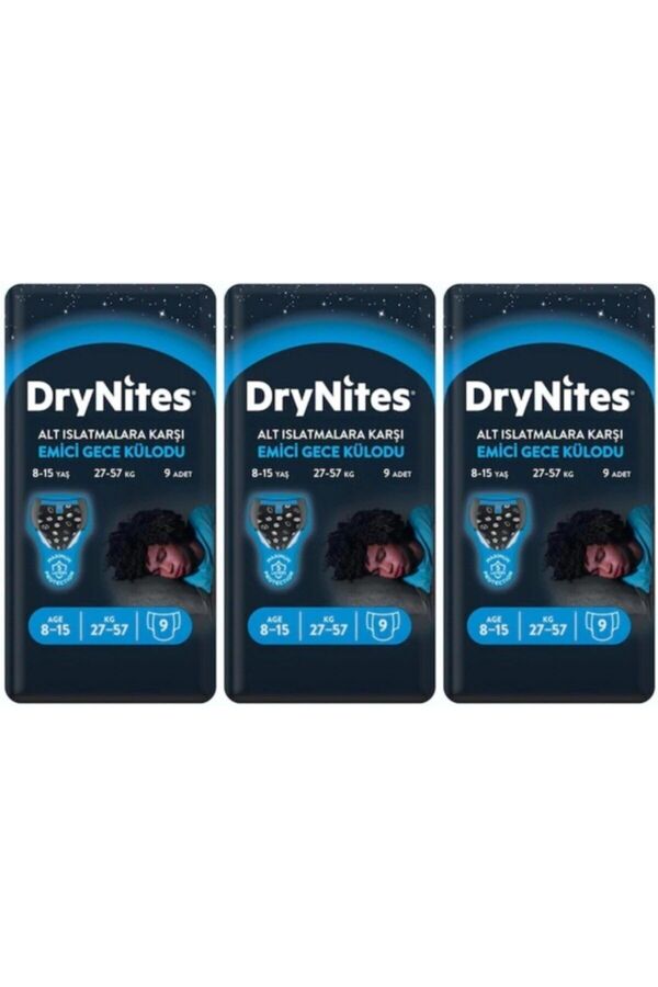 Huggies DRYNİTES EMİCİ GECE KÜLOT BEZ ERKEK 8-13 YAŞ 9 LU 3 PAKET