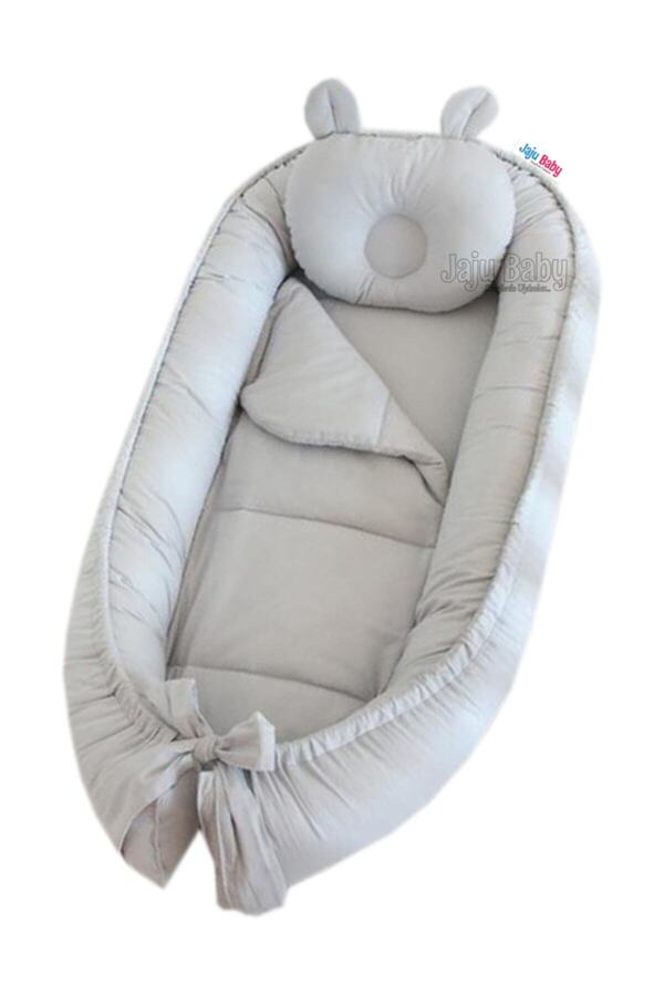 Jaju Baby Babynest Gri Kulaklı Ortopedik Babynest - Konforlu ve Güvenli Bebek Yatağı