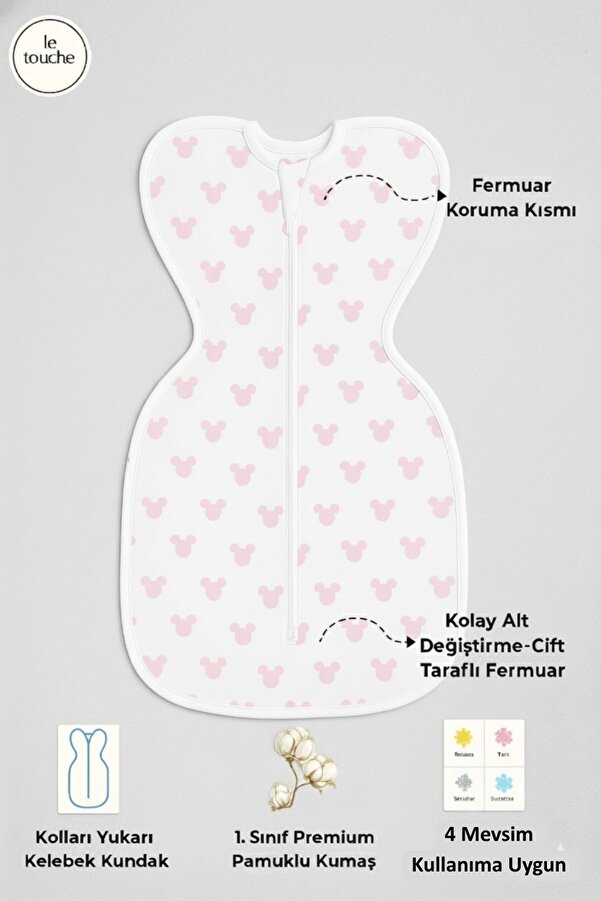 Le Touche Pembe Bebek Kundak Uyku Tulumu 4 Mevsim