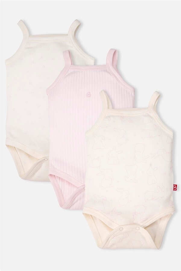 Bebetto İP ASKILI BODY 3LÜ (CUTE BUNNY) PEMBE