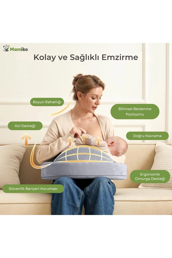Mamiko Bebek Emzirme Yastığı, Anne-Bebek, Visco İç Dolgulu Ergonomik Yastık, Yenidoğan Emzirme Yastığı fotoğrafı 1