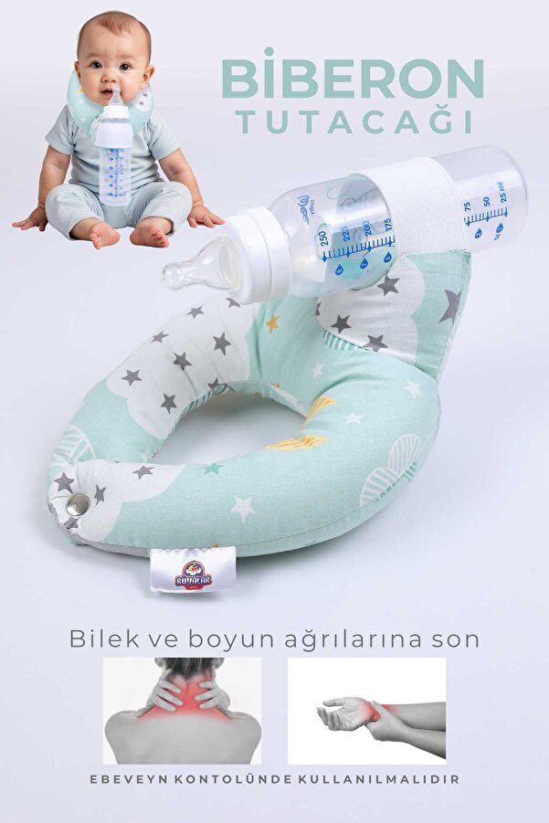 Umaybebek Pratik Bebek Beslenme, Biberon Tutucu, Emzirme Kolaylaştırıcı, Emzirme Yastığı, Yumuşak, Lastikli