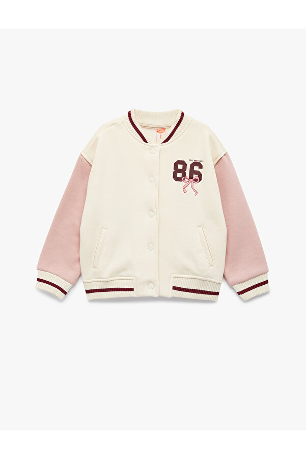 Koton Şardonlu Uzun Kollu Renk Bloklu Baskılı Kolej Ceket