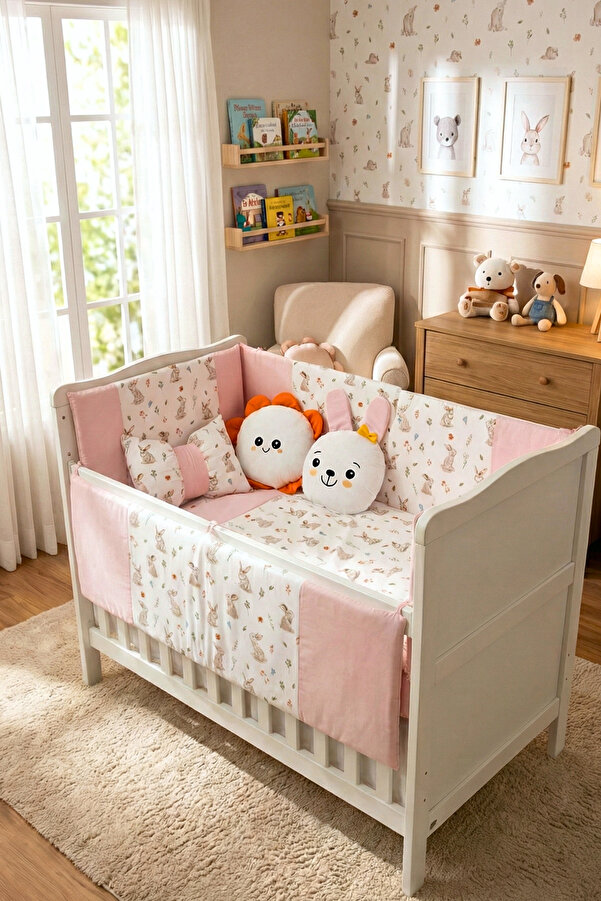 Kista Baby Bebek Uyku Seti Nevresim Takımı 60x120 Bunny Pembe
