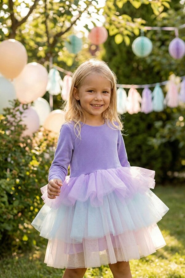 Banamio Violet Balerin Elbise Tüllü Tütülü Elbise