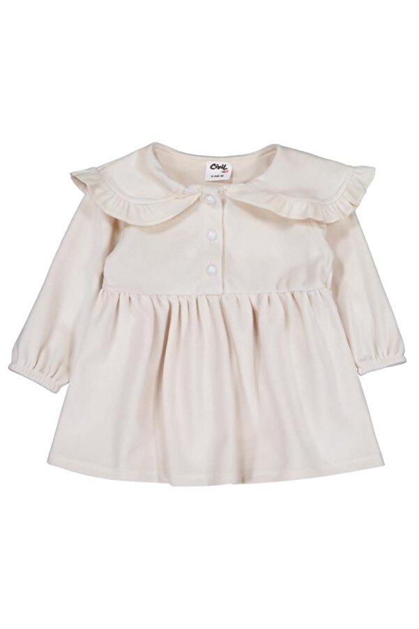 Civil Baby Eteği Büzgülü 6-18 Ay Jile ve Elbise - Bej