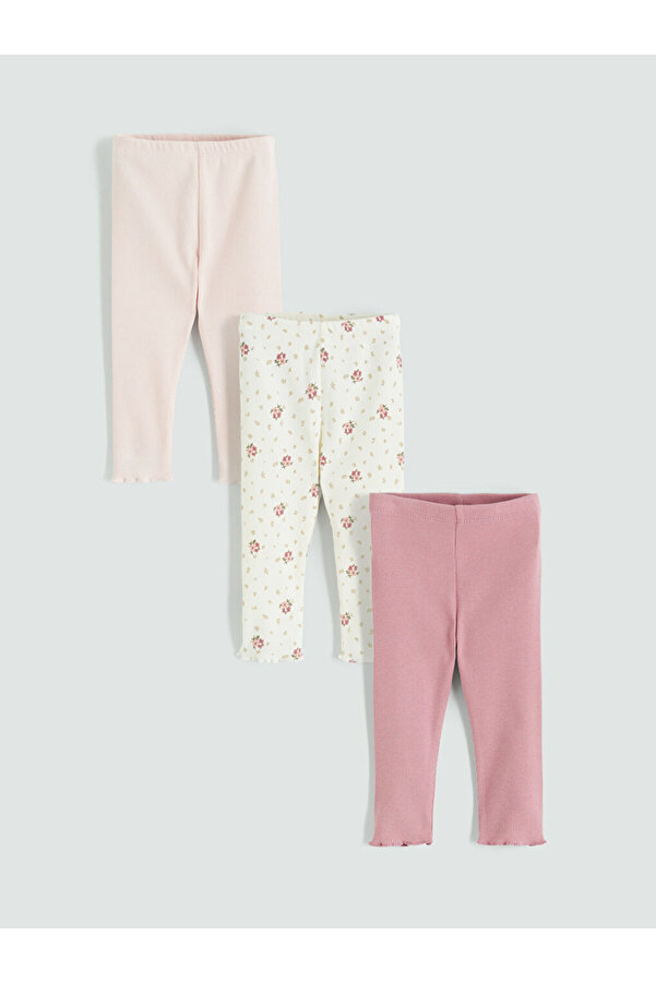 LC Waikiki Beli Lastikli Çiçekli Kız Bebek Tayt