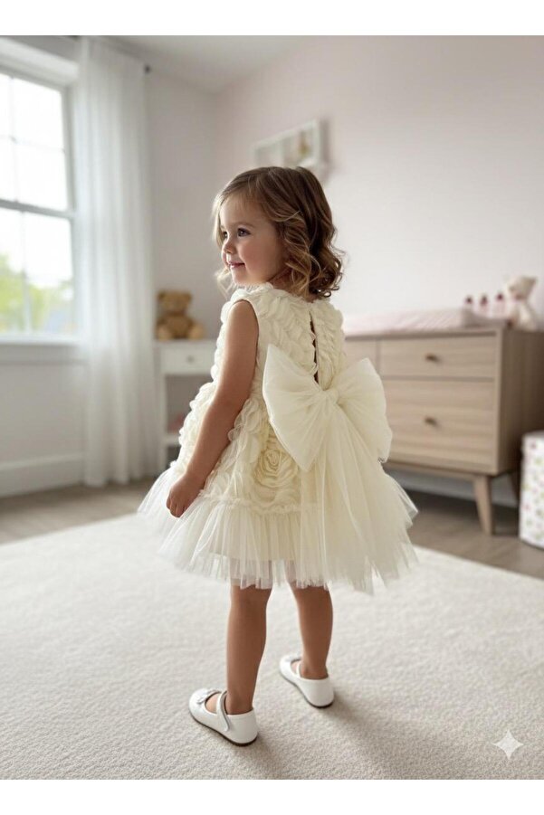 BİLGEN Style Kız Çocuk Elbise Gül Desenli Party Doğum Günü Özel Günler İçin