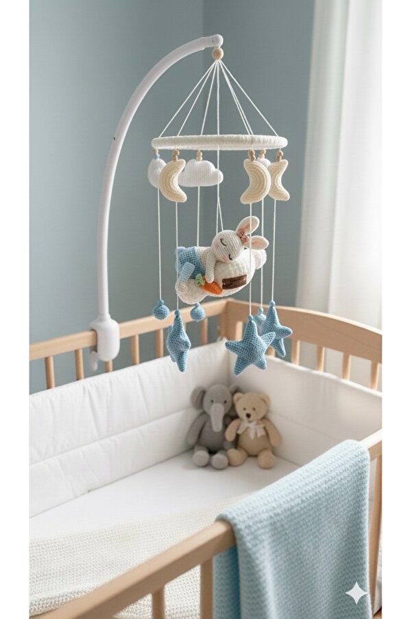 NEVAMATÖLYE El Yapımı Amigurumi Dönence – Bebek Odası Dekoru ve Huzur Veren Uyku Arkadaşı ( Erkek bebek için )