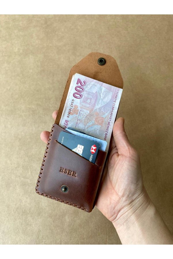 ALESTA LEATHER (Named) Modern Men's Wallet Card Holder - Genuine Leather Handmade