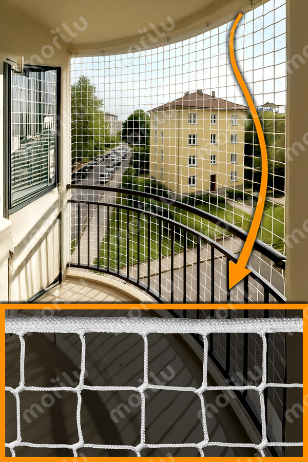 Morilu Balkon Güvenlik Perdesi - 10 cm Göz 6 mm İp - Balkon Güvenlik Filesi - Tekne Havuz Güvenlik Ağı