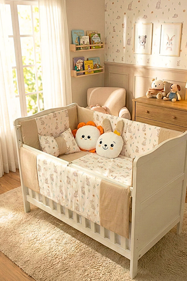 Kista Baby Park Yatak Bebek Uyku Seti Nevresim Takımı 70x110 Bunny Kahverengi