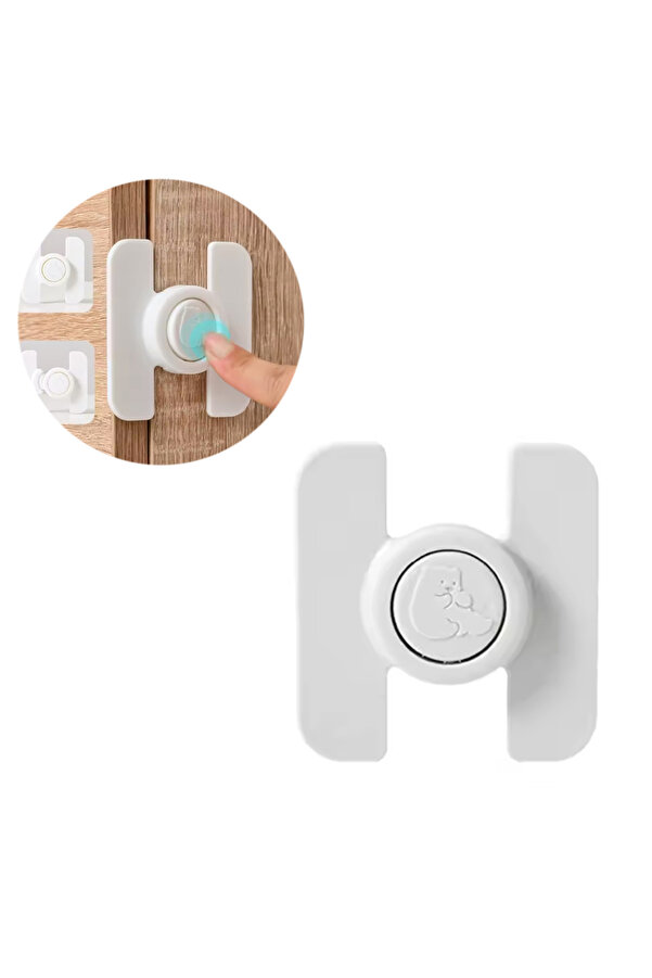 usin Düğmeli Tip Yapışkanlı Dolap Çekmece Buzdolabı Kilidi Bebek Çoçuk Koruruyucu Kilit Renk Asorti