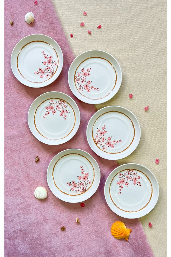 Erbaşlar Sakura Flower 6 Piece Tea Plate