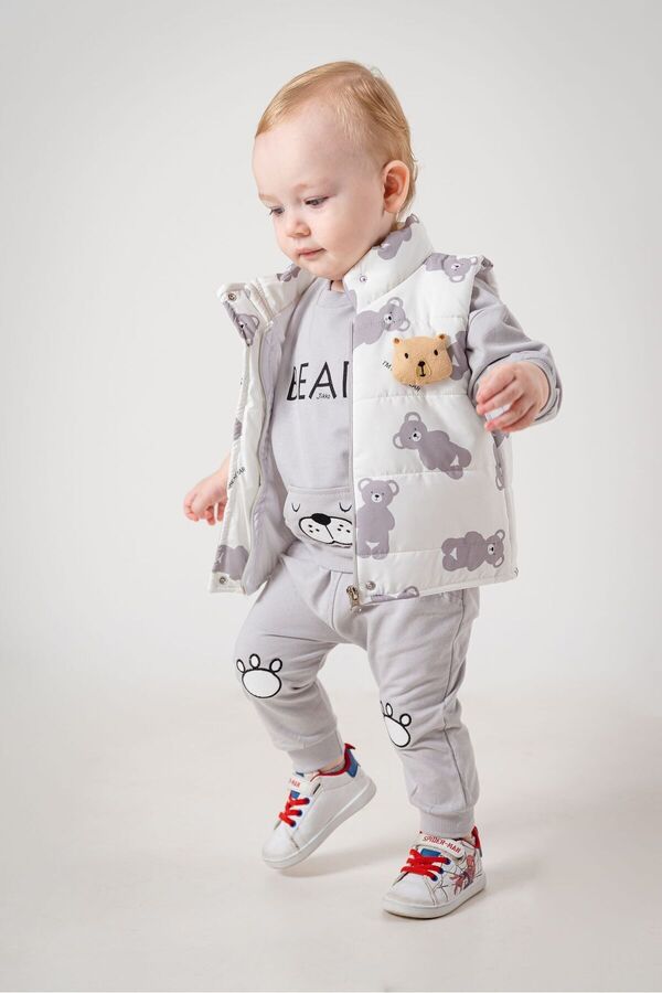 Jikko Baby Erkek Bebek Ayıcık Aksesuarlı Şişme Yelekli Eşofman İki İp 3'lü Takım 6060