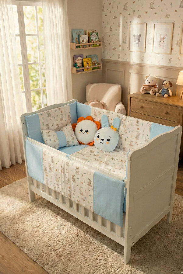 Genel Markalar Park Yatak Bebek Uyku Seti Nevresim Takımı 70x110 Bunny Mavi
