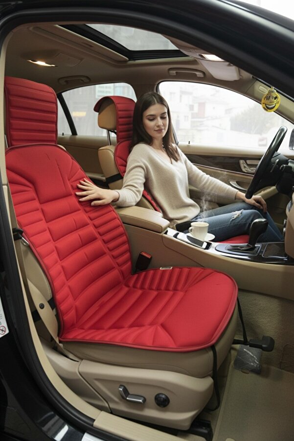 Cartex Renault Clio 4 Kırmızı Koltuk Kılıf Koruyucu Minderi Ön 2li Minder Ortopedik Lüks