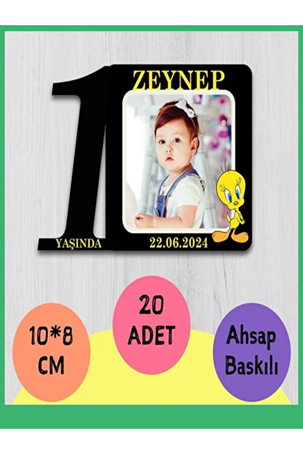 wonderlike 1 Yaş Bebek Doğum Günü Magneti 20 Adet