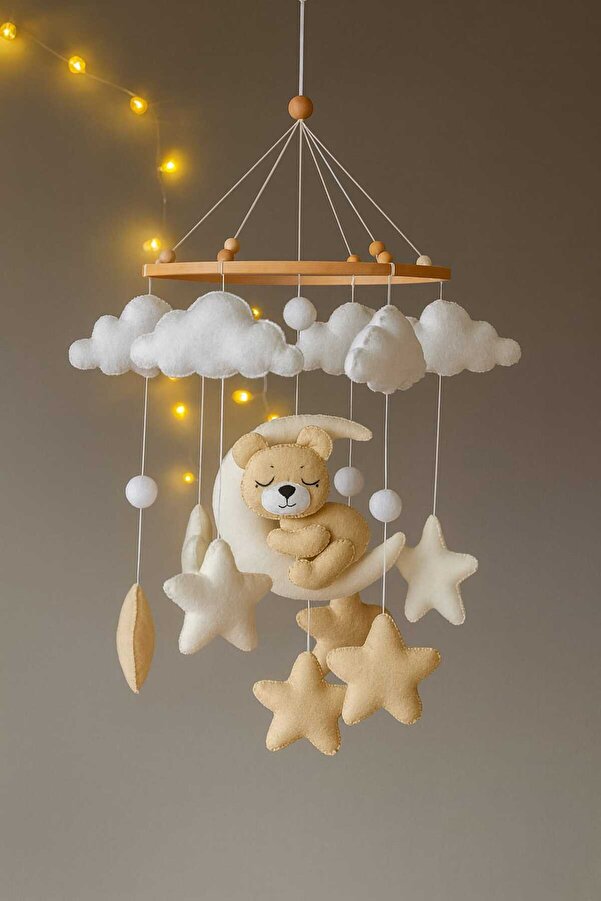 fn Keçe Bebek Beşik Dönencesi | El Yapımı | Pastel Tonlarda Bebek Odası Süsü | Montessori Uyumlu