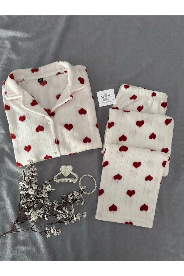 MH Moony Homewears Ma Valentine Winter Christmas Gift Thermal Fleece Pajama Set