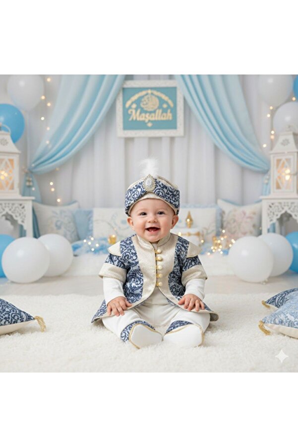 Petite Ponpon Baby Erkek Bebek  Mevlütlük Şehzade Sünnetlik Sünnet Kıyafeti Erkek Çocuk
