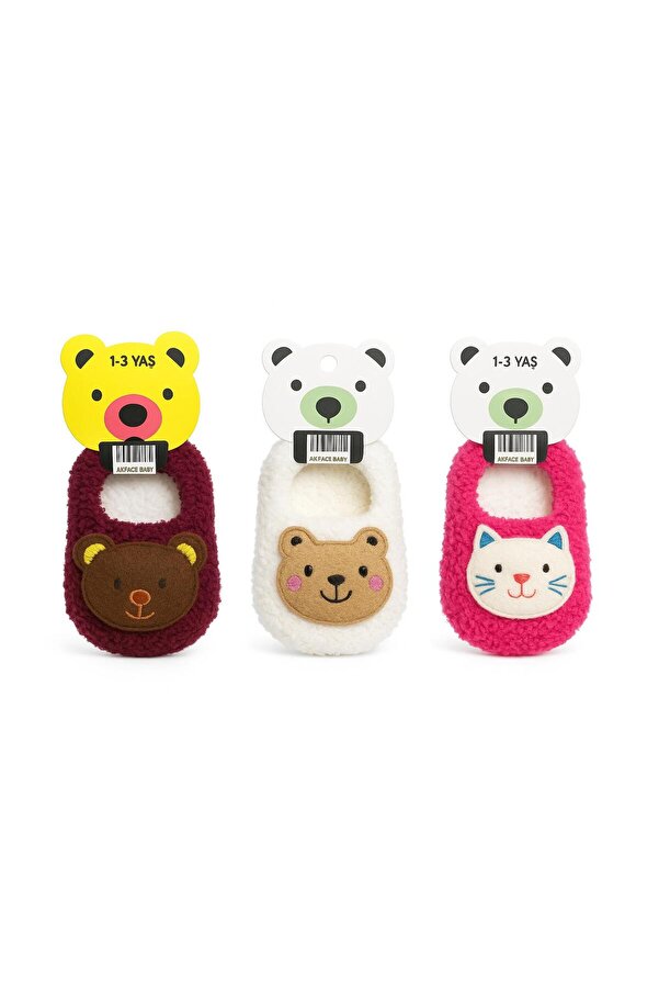 Akface peluş ev içi yenidoğan bebek çıngıraklı oyuncaklı patik