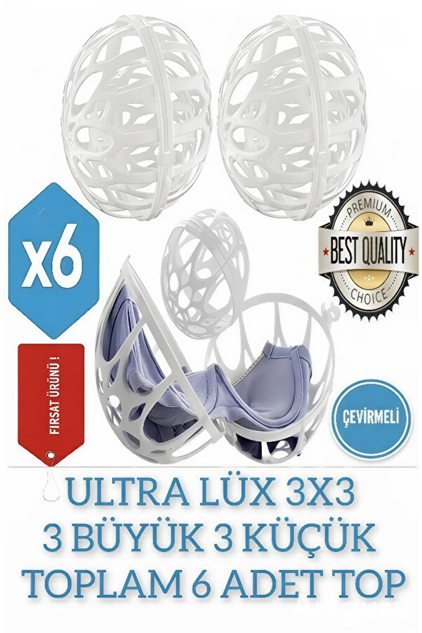Mikasso Ultra Lüx 3x3 Sütyen Ve Çamaşır Yıkama Topu Pratik Plastik Iç Çamaşır Yıkama Topu TR