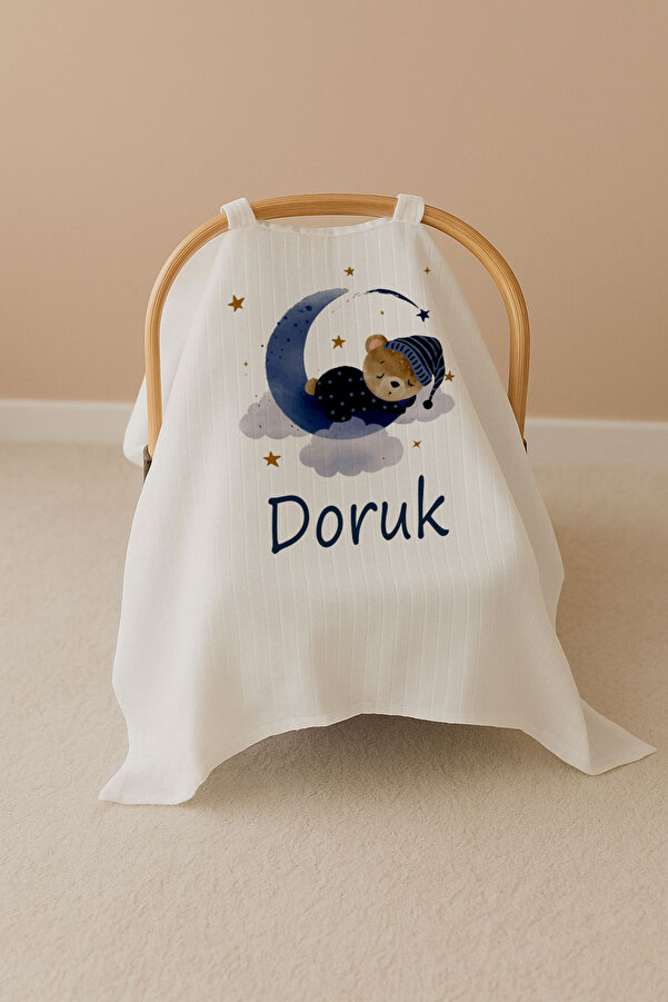 Bebe wini %100 Pamuklu Müslin Tek Kat İsimli Puset Örtüsü MN04