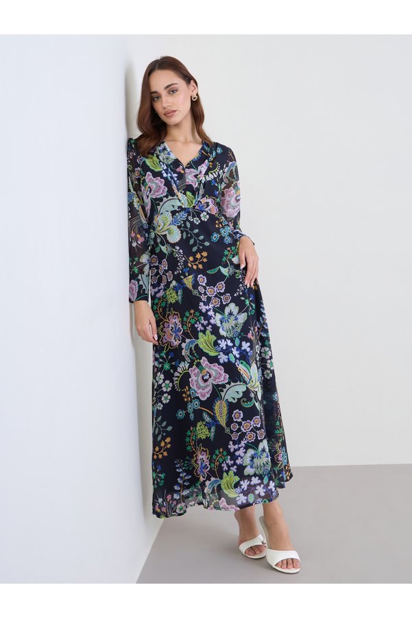 Styli Floral Maxi Dress with Fold Pleat