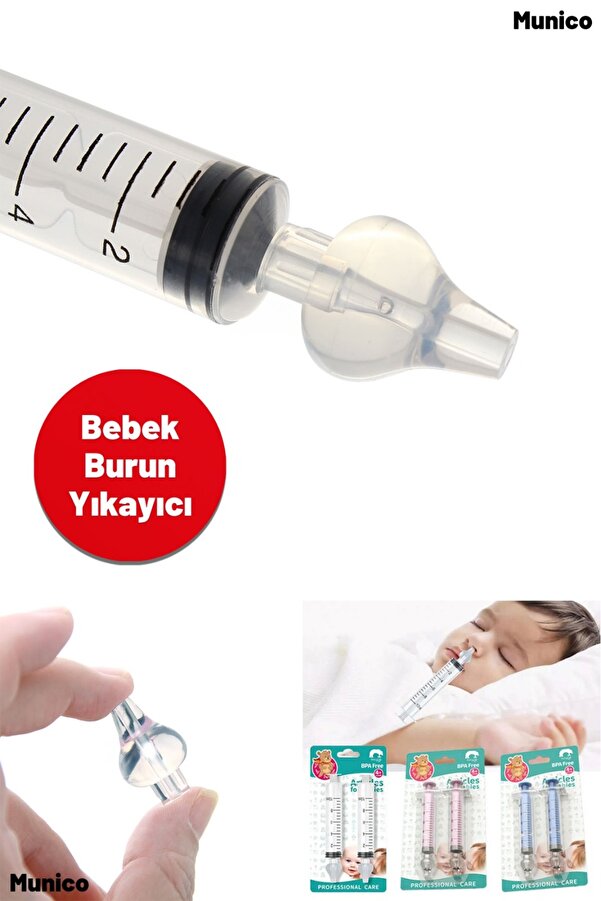 Munico Nazal Temizlik Şırıngası – 10 ml Kapasiteli, Manuel Kontrol, Yeniden Kullanılabilir Burun Açıcı