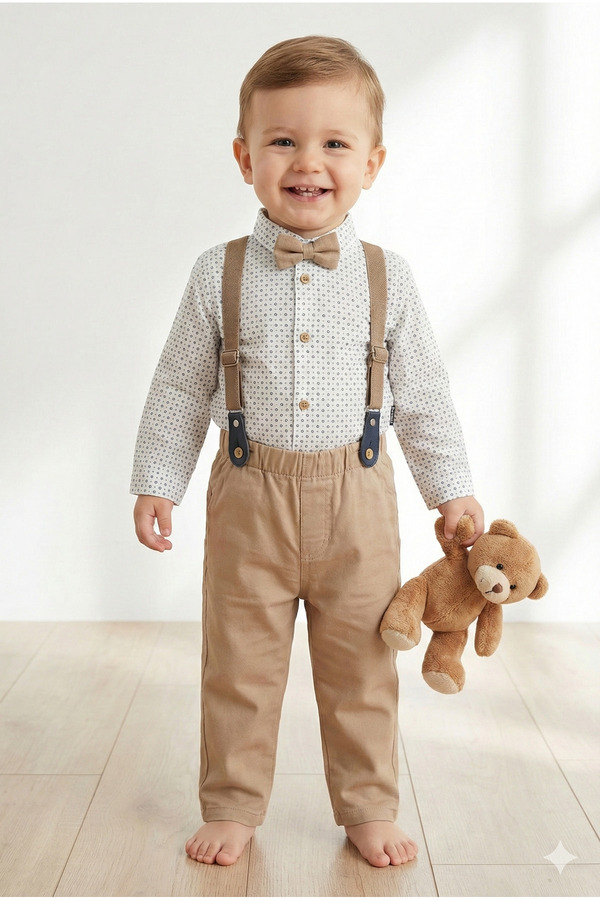 tinytrends Como Erkek Bebek Zıbınlı Gömlek Mevlüt Bayram Düğün Salopet Takım Elbise