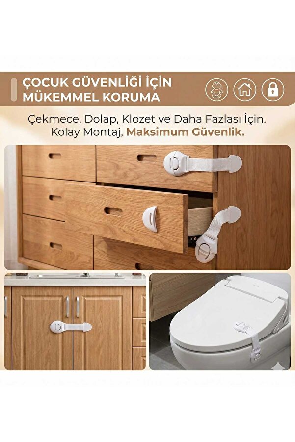 LOVYCO 1 Adet Çocuk Kilidi Bebek Güvenlik Koruma Dolap Kilidi Çekmece