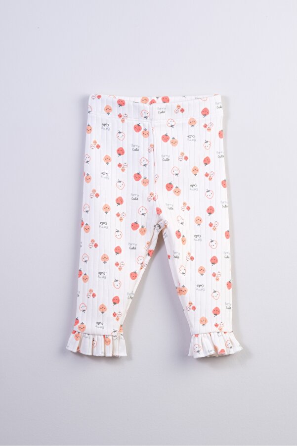 Bondberro Çilek Desenli Paçası Fırfırlı Kaşkorse Bebek ve Çocuk Taytı