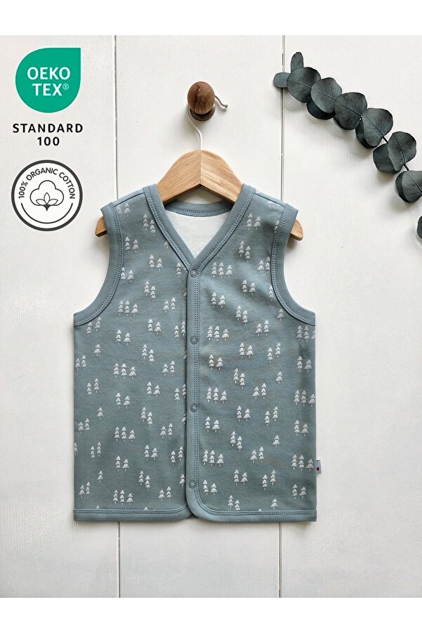 Baharda Nova Oeko Tex Sertifikalı %100 Organik Pamuk Çift Katlı Bebek Yelek /Kız Erkek Çocuk Yeleği