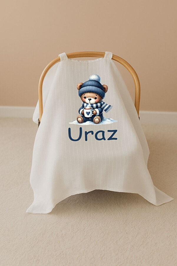 Bebe wini %100 Pamuklu Müslin Tek Kat İsimli Puset Örtüsü MN05