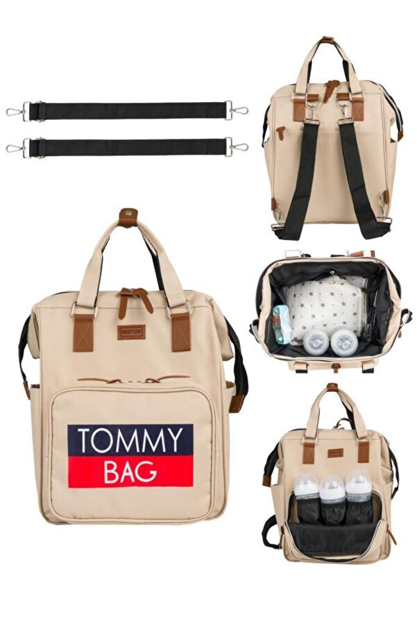 Tommybaby Soft Anne Bebek Bakım Sırt Çantası Termal Biberonlu Bebek Arabası Askı Aparatlı