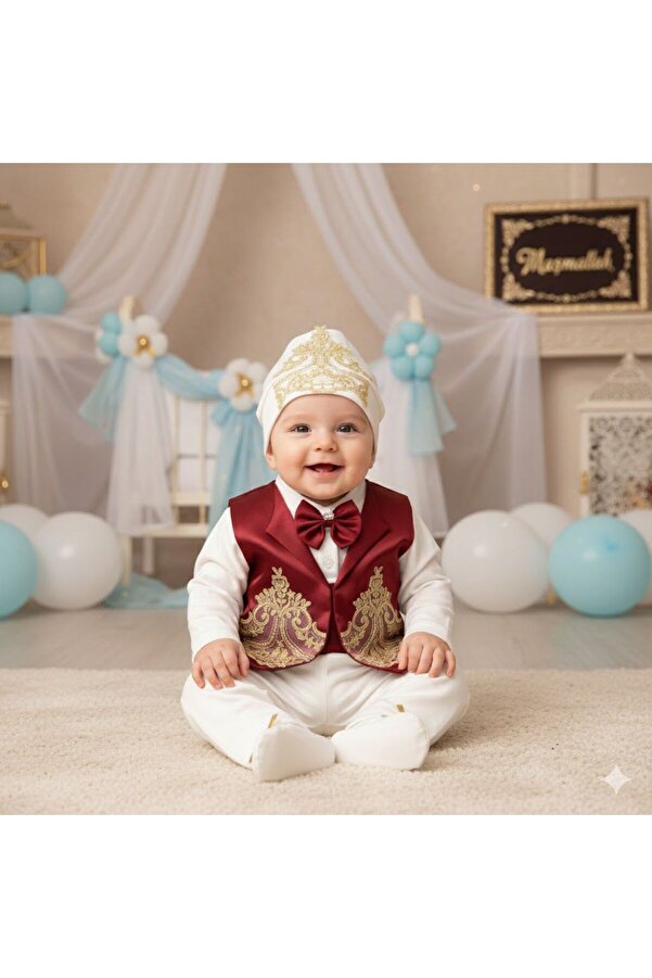 Ponpon Baby Erkek bebek 6 parça lüks mevlüt takımı /sünnetlik bebek hediyelik