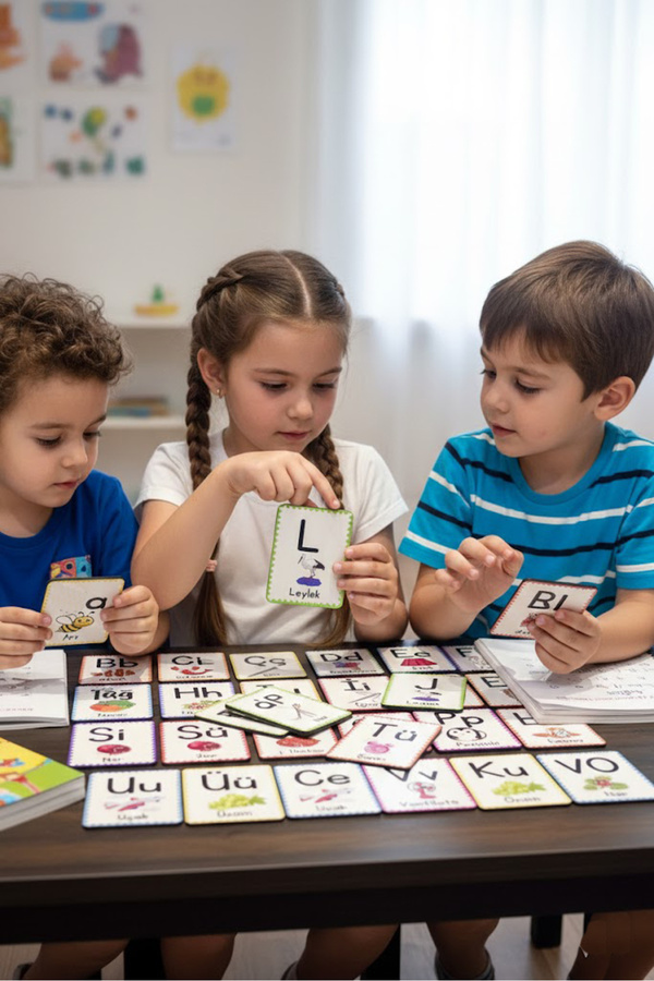 samsunlazer 29 Harf Ahşap Alfabe Kartları - Harf Seti - Alfabe Eğitim Seti - Anaokulu Kreş Okul Öncesi Eğitim