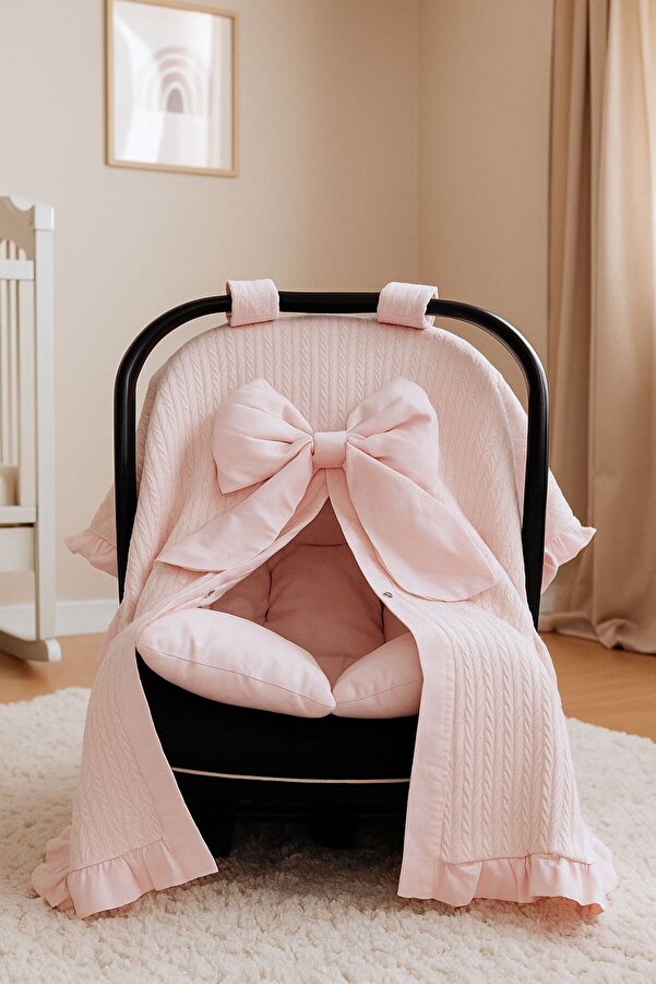 JUNİPERUS Fırfırlı 2'li Bebek Puset Örtüsü Puset Minderi Ortopedik Bel Destekli