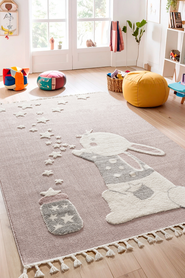 ESSENSE HOME & LİVİNG TİNKY Yumuşak Bukleli Yumuşak Peluş Post Shaggy Krem Çocuk Odası Oturma Odası Salon Mutfak Halısı