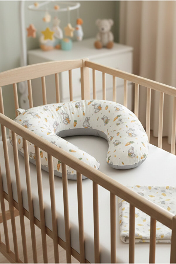 HSCO Çok Amaçlı Emzirme Yastığı Bebek Destek/Oturma ve Hamile Yastığı - Yumuşak Pamuklu Kılıf