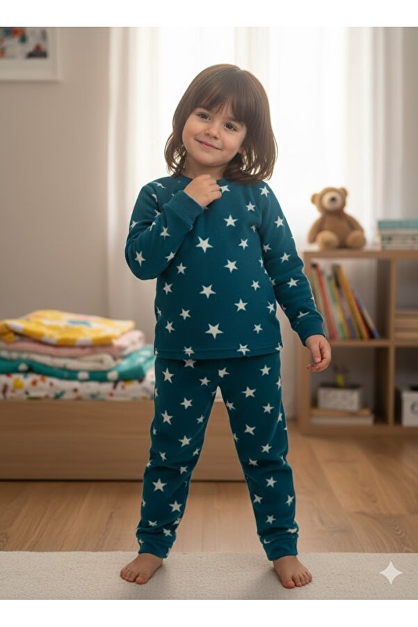 sleeproom Yıldızlı Tıraşlı Polar Çocuk Pijama Takım
