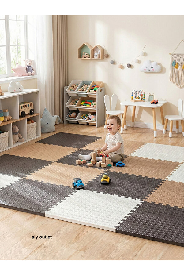 CARPAZAR 12 Parça Premium 50x50 Puzzle Mat - 150x200 cm Kurulumlu Oyun Spor Matı Puzzle Halı Tatami 15m