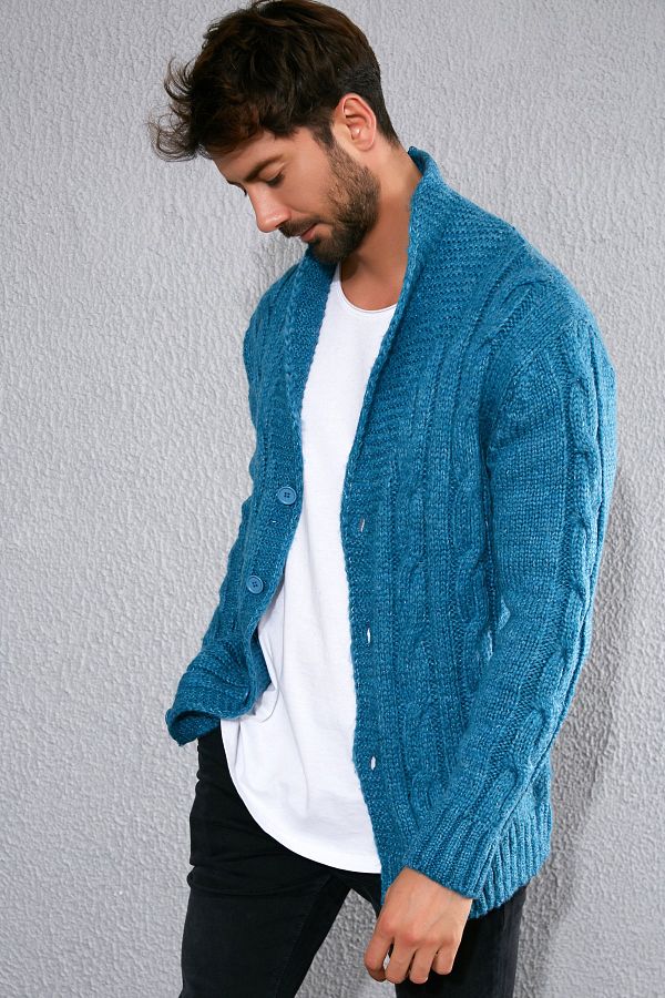 Turquoise long cardigan cheap