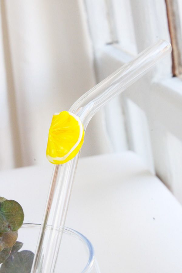 ADAMODART-Lemon Figured Single Glass Straw 1