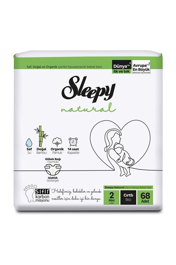 Sleepy Natural Jumbo Paket 2 Beden Mini 3-6 Kg 68'li
