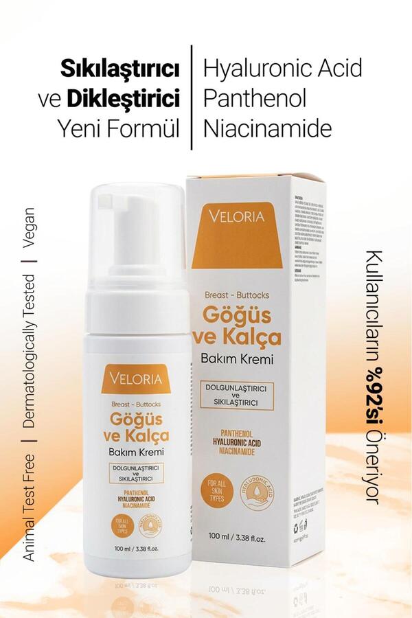 Veloria Cosmetics Göğüs Ve Kalça ,büyütcü,. Şekillendirici, Dolgunlaştırıcı, Çatlak Giderici, Sıkılaştırıcı Krem 100ml