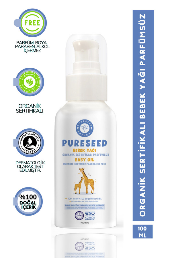 PURESEED NATURAL Organik Sertifikalı Bebek Yağı Parfümsüz - 100 ml