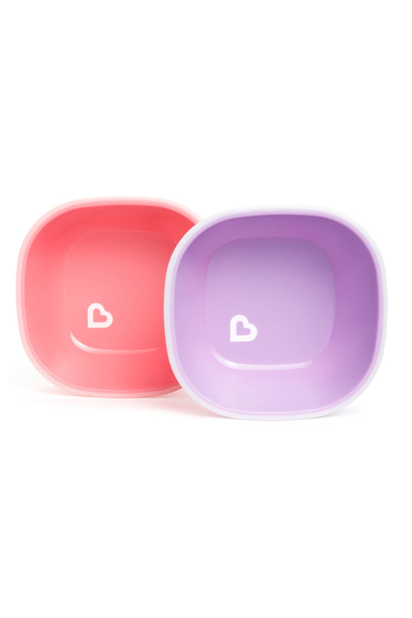 Munchkin Sıçramayı Engelleyen Kase Seti | 6 Ay+ | 2 Adet | Pembe/Mor | Kaymaz Taban | BPA İçermez