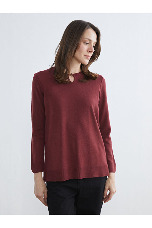 LC Waikiki Bordo Bisiklet Yaka Kadın Triko Kazak